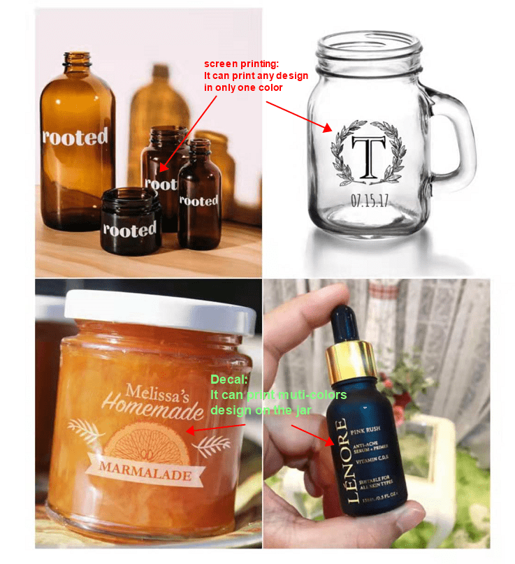 glass bottle with screen print logo