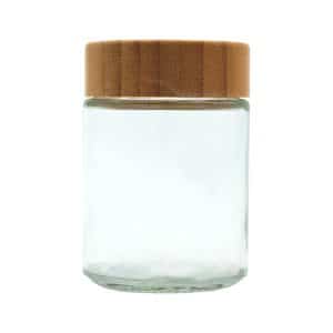 glass jar with wood lid