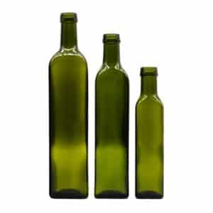 square green olive oil glass bottle